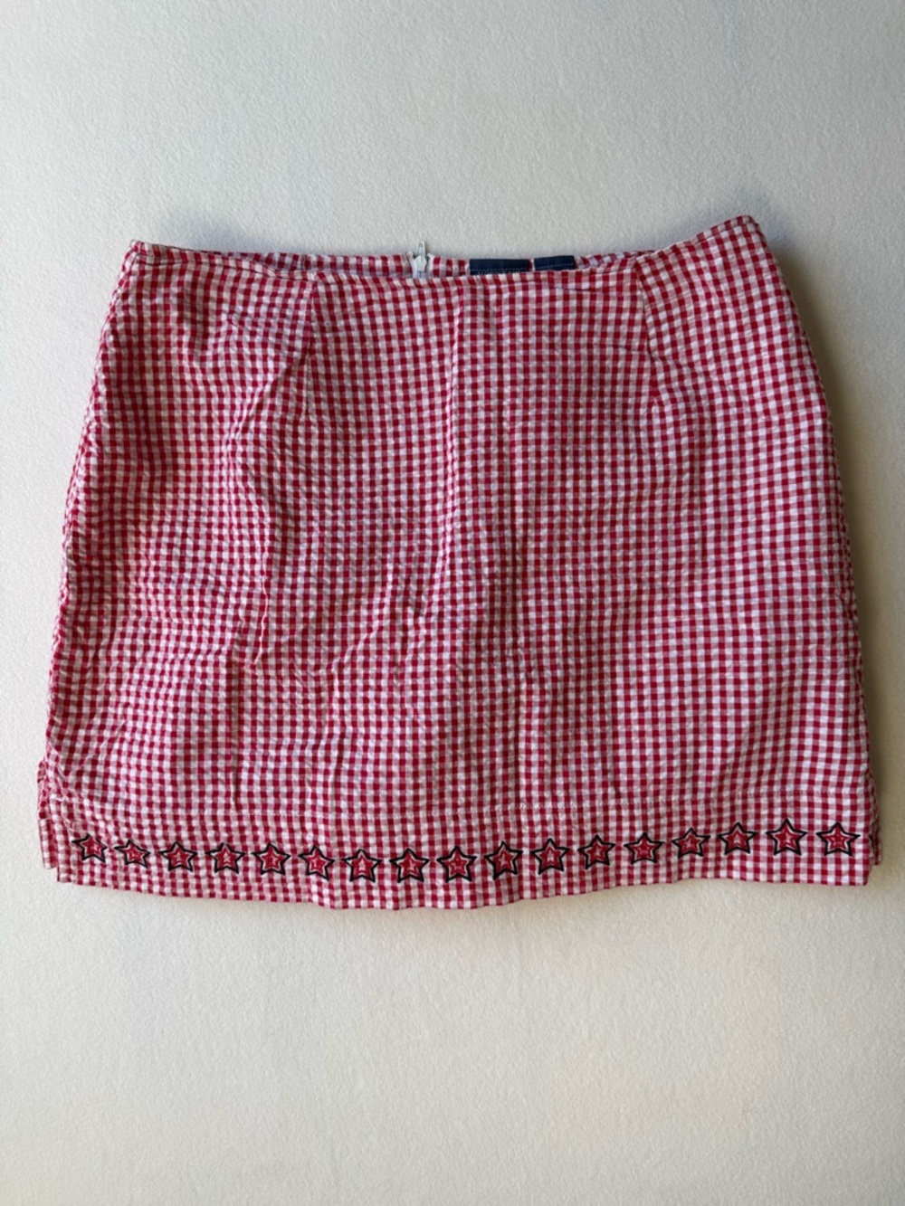 Vintage Red Gingham Mini Skirt with Star Embroidery 8